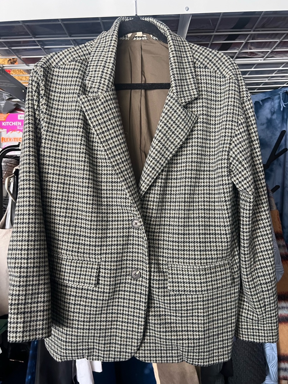 Madewell Black & White Houndstooth Single-Breasted Blazer